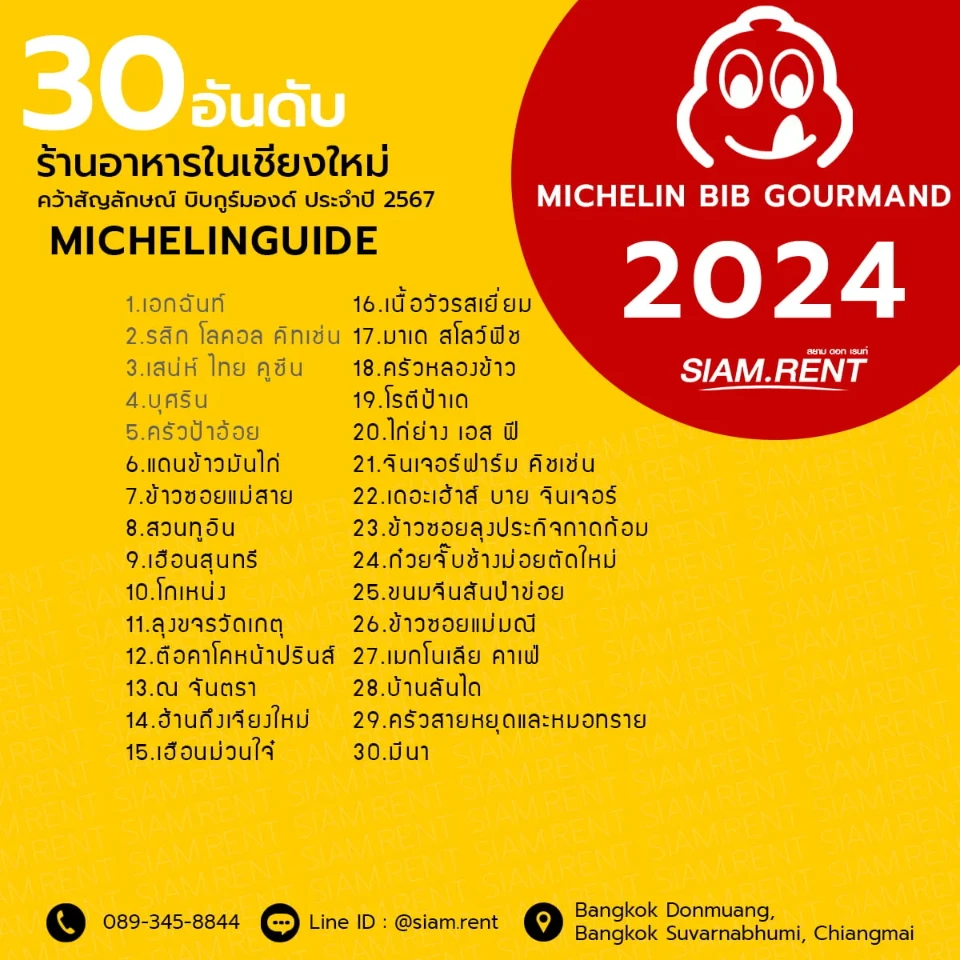 30ร้านอาหาร มิชลิน เชียงใหม่
