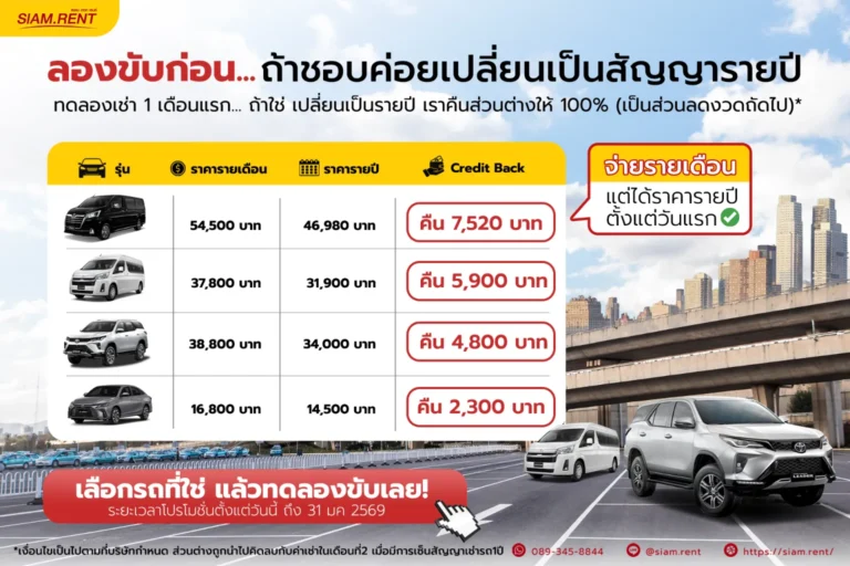 โปรโมชั่นเช่ารถรายเดือนราคาพิเศษ