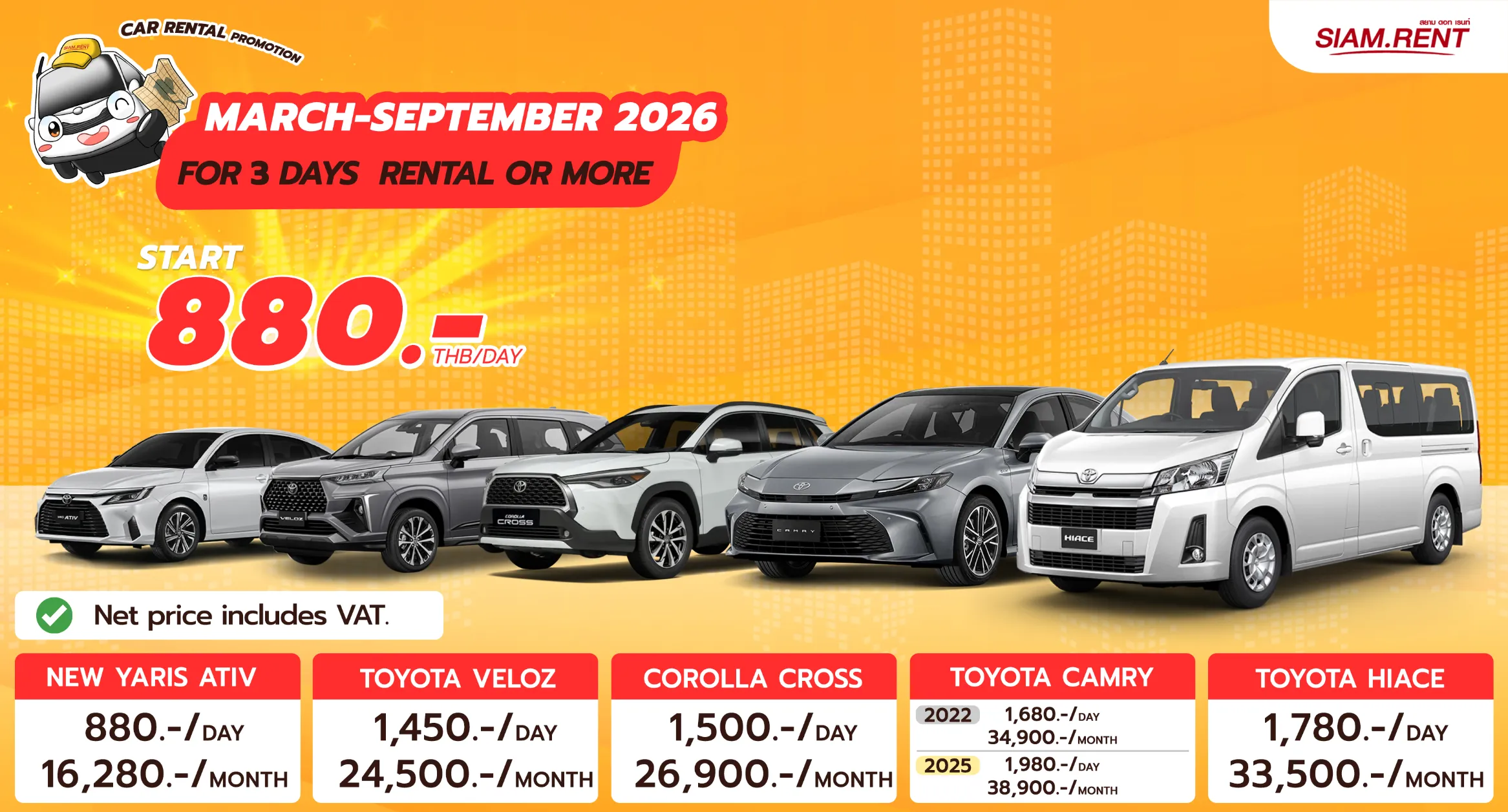 car rental bangkok self drive daily monthly best deal 2026